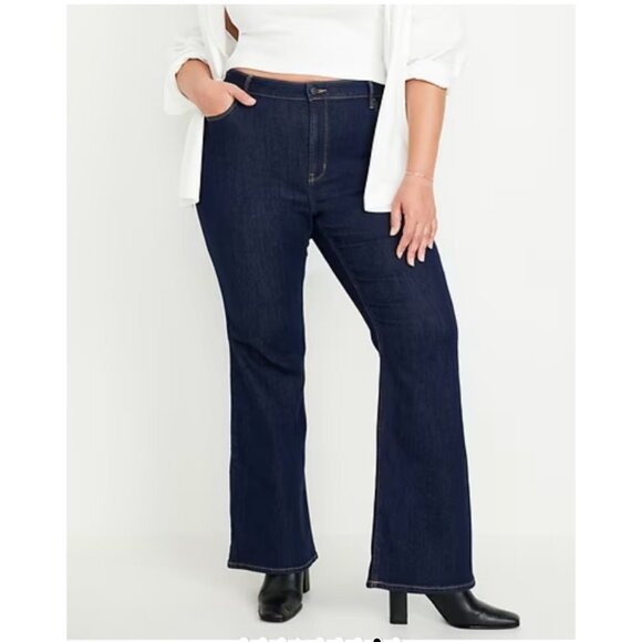 Old Navy Womens High-Rise Flare Jeans Size 12 Dark Wash - Picture 16 of 16